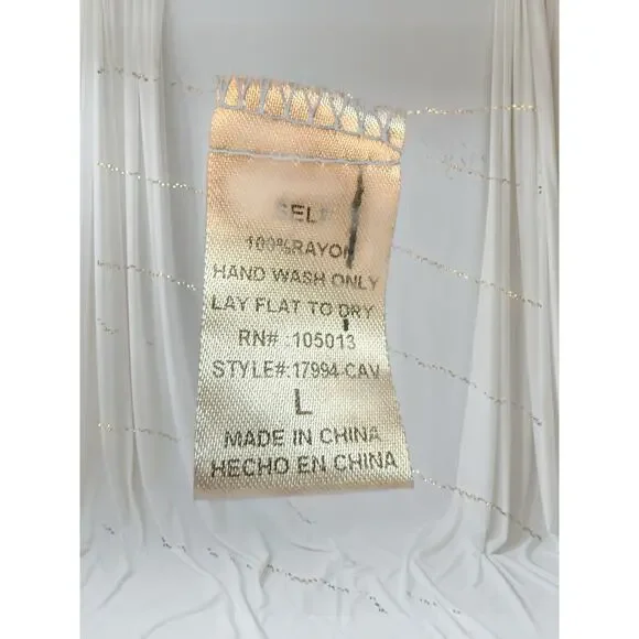 Savanna Jane Boho Embroidered Floral Blouse Black Metallic Stripe Peasant Top L - Picture 9 of 9